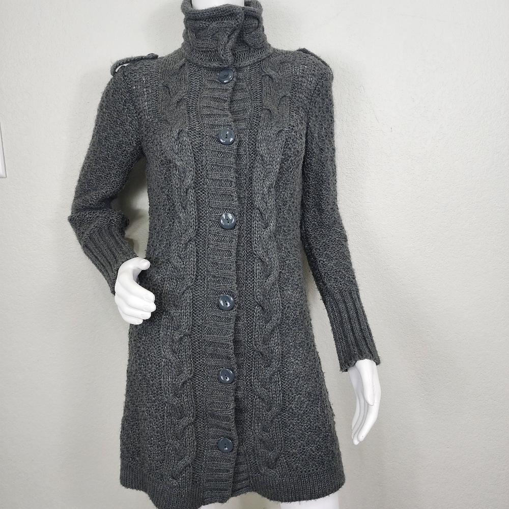 Cocogio Italian Gray Wool‎ Boho Long Cardigan Size S - Picture 2 of 15
